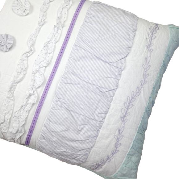 Pottery Barn Kids Standard Pillow Sham BAILEY Pink Ruffle Quilted Pastel Nursery - Picture 2 of 16